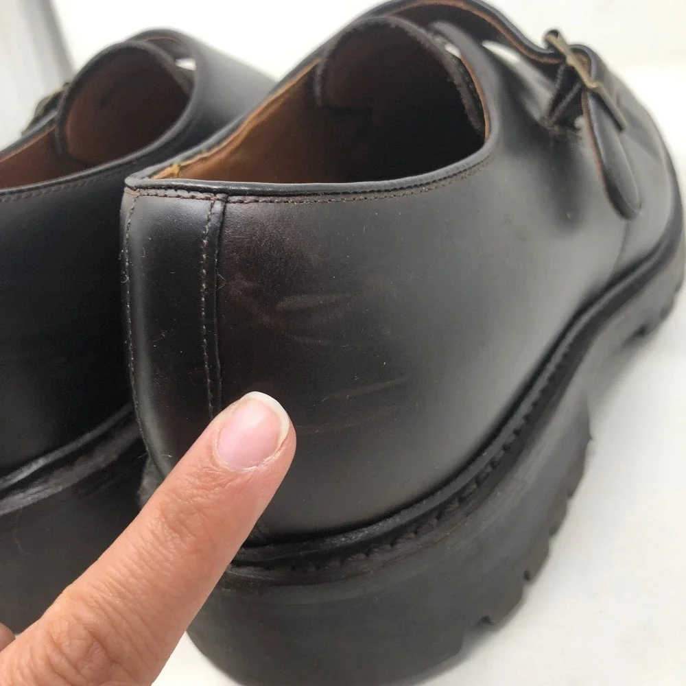 J.Crew Monk Strap Mens 11 Dark Brown Leather Lug Sole Goodyear Welted